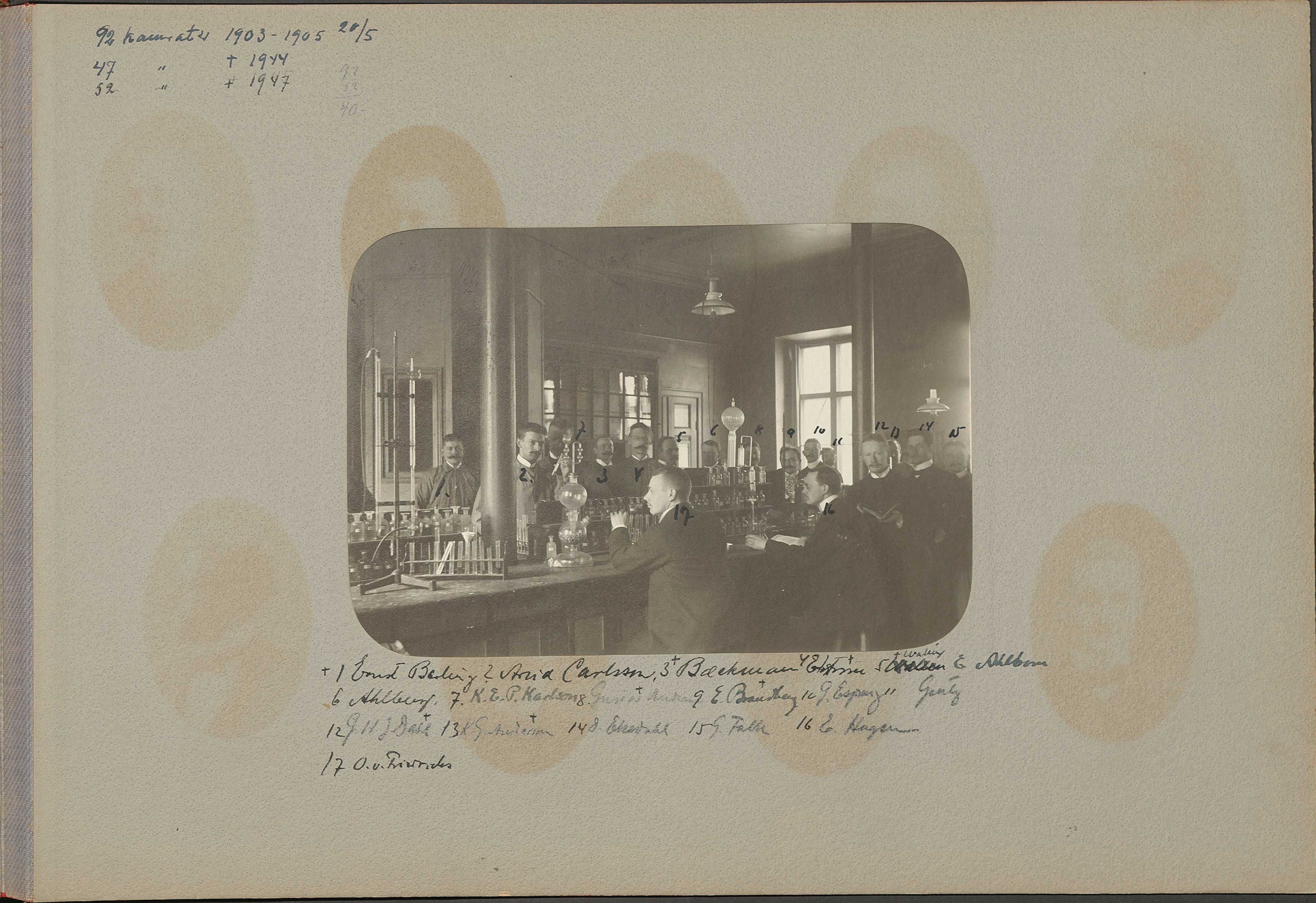 Birger Borgström vid Farmaceutiska institutet 1903–1905