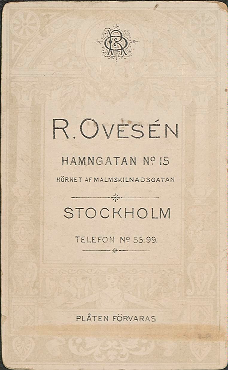 Baksida av Visitkort för identifiering.